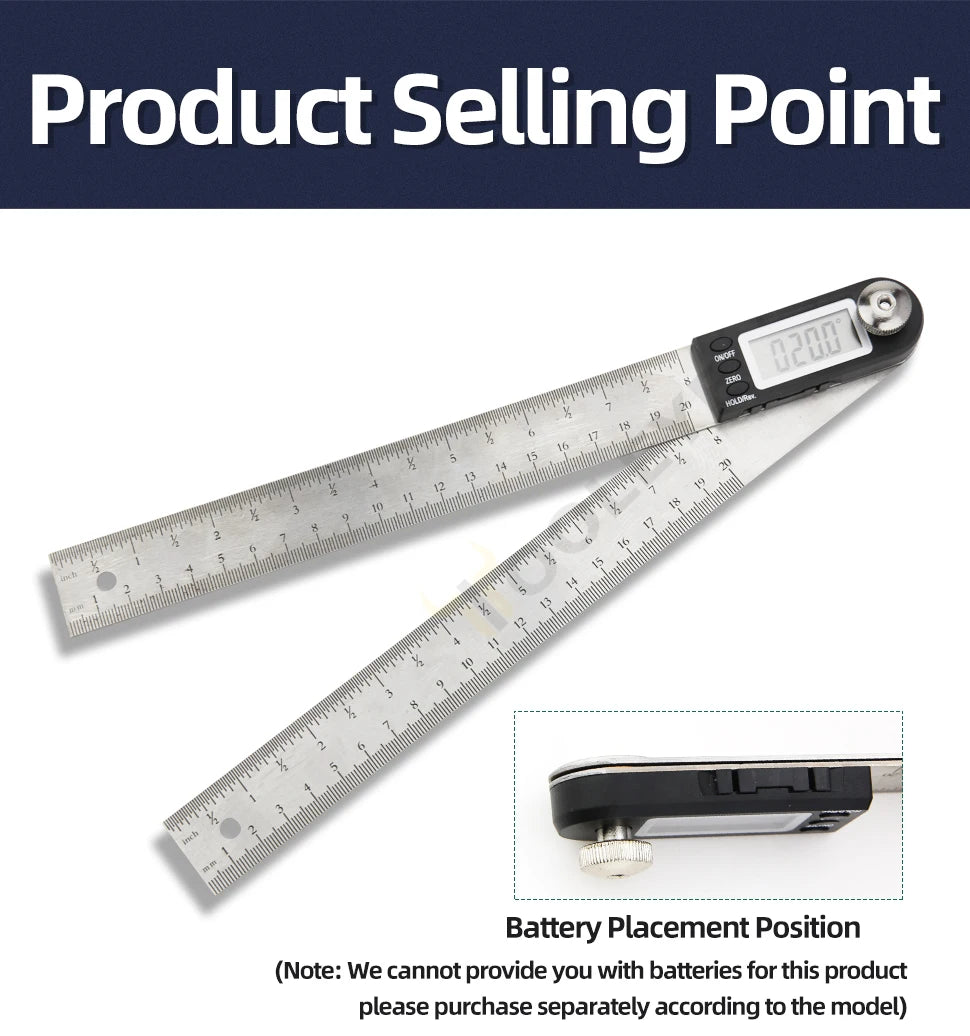 Electronic Digital Display Angle Ruler 360 Degree Woodworking Measuring Angle Instrument Protractor Angle Meter Goniometer