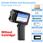 Mini Handheld Inkjet Printer 2-12.7mm for Text QR Barcode Batch Number Logo Date Label Printer with 0/1/2 Ink Cartridges