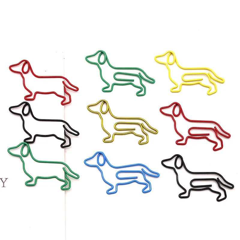 10-100pcs Creative Colorful Dachshund Paper Clips Cartoon Creative Metal Animal Special-shaped Bookmark Clip Paper Clamps