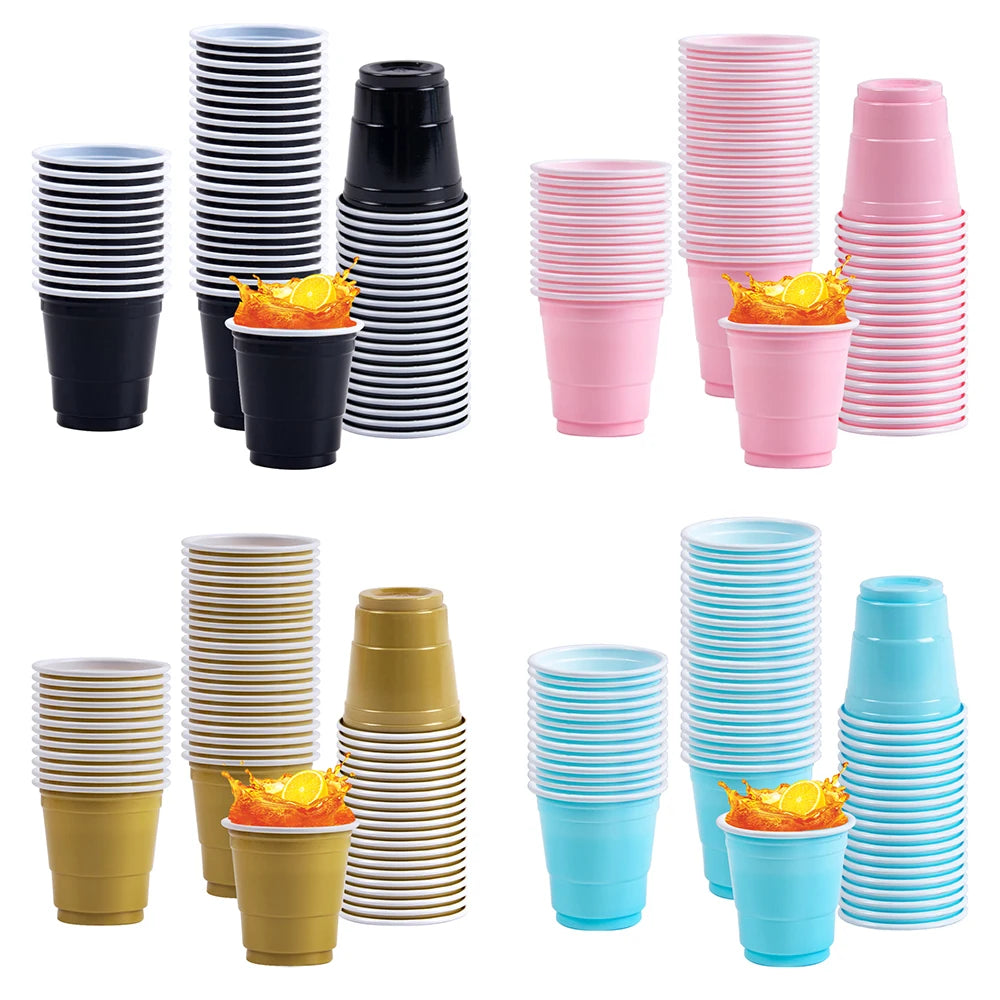 50pcs Mini Plastic Disposable Cups Drinking Cups Wine Cup for Celebration Bachelorette Party Events Wedding Birthday Supplies