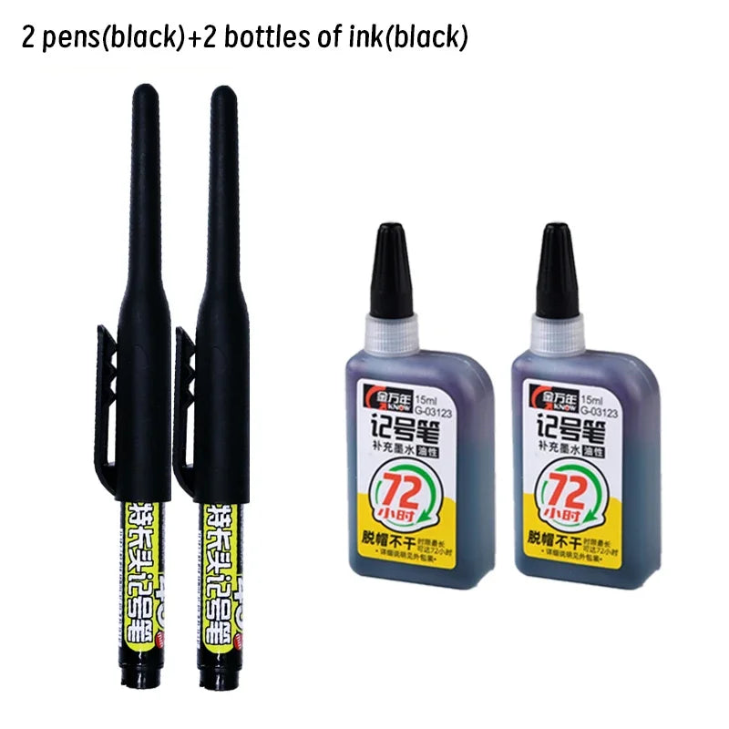 Lot 45mm Waterproof Long Head Nib Deep Hole Markers Pen Tile Carpenter Pen Multi-purpose for Woodworking Black/Blue/Red Ink