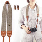 Portable Camera Strap Adjustable Cotton Leather Camera Shoulder Neck Strap Belt For Sony/ Nikon Camera Belt For DSLR Digital SLR