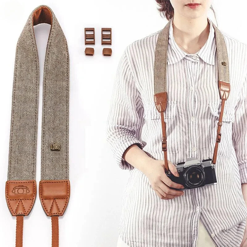 Portable Camera Strap Adjustable Cotton Leather Camera Shoulder Neck Strap Belt For Sony/ Nikon Camera Belt For DSLR Digital SLR