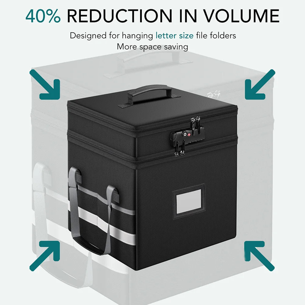 File Box with Lock Multi-Layer Fireproof File Organizer Foldable Storage Box Large Portable Home Office File Organizer Box