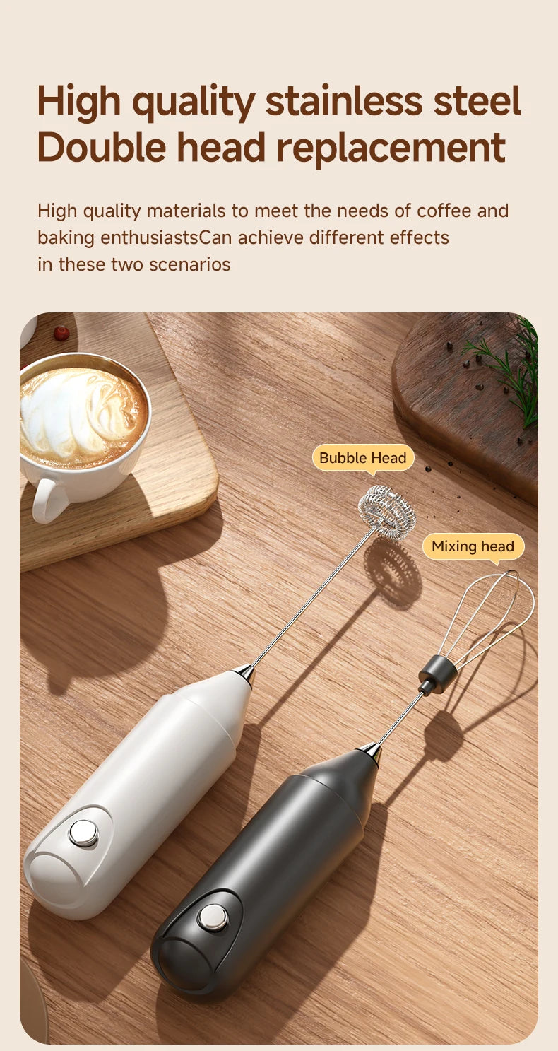 1/2sets Electric Handheld Egg Beater Coffee Milk Frother Portable Milk Foam Maker for Baking Food Mixer Essential Kitchen Tool