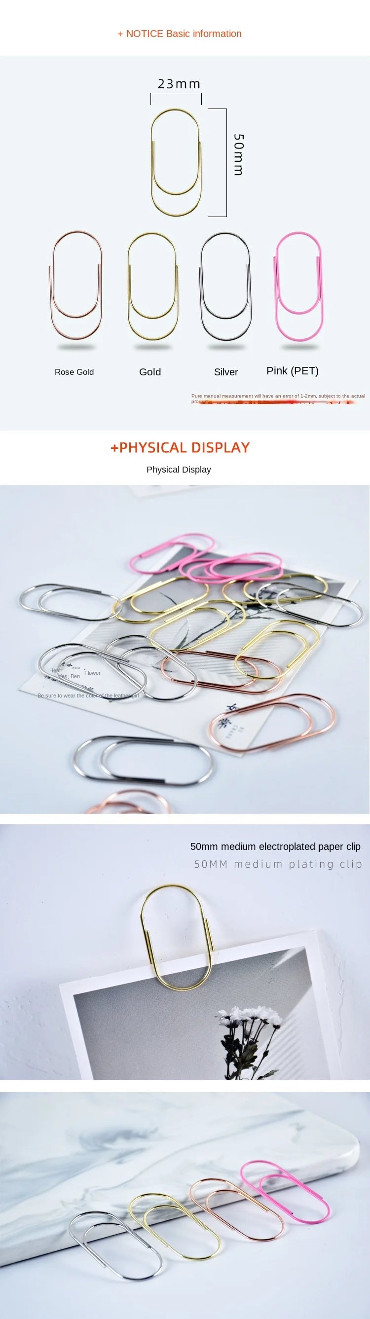 Factory Supply 25pcs/15pcs 50x25mm Large Size Paper Clips 4 Colors Available Large Wide Paper Clips on Promotion