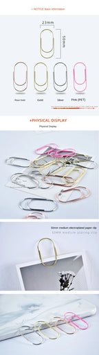 Factory Supply 25pcs/15pcs 50x25mm Large Size Paper Clips 4 Colors Available Large Wide Paper Clips on Promotion