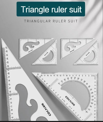 2Pcs/Set Multifunctional Triangle Ruler 30/45 Degree Measurement Angle Isosceles Triangle Ruler Geometry Students Drafting Tool