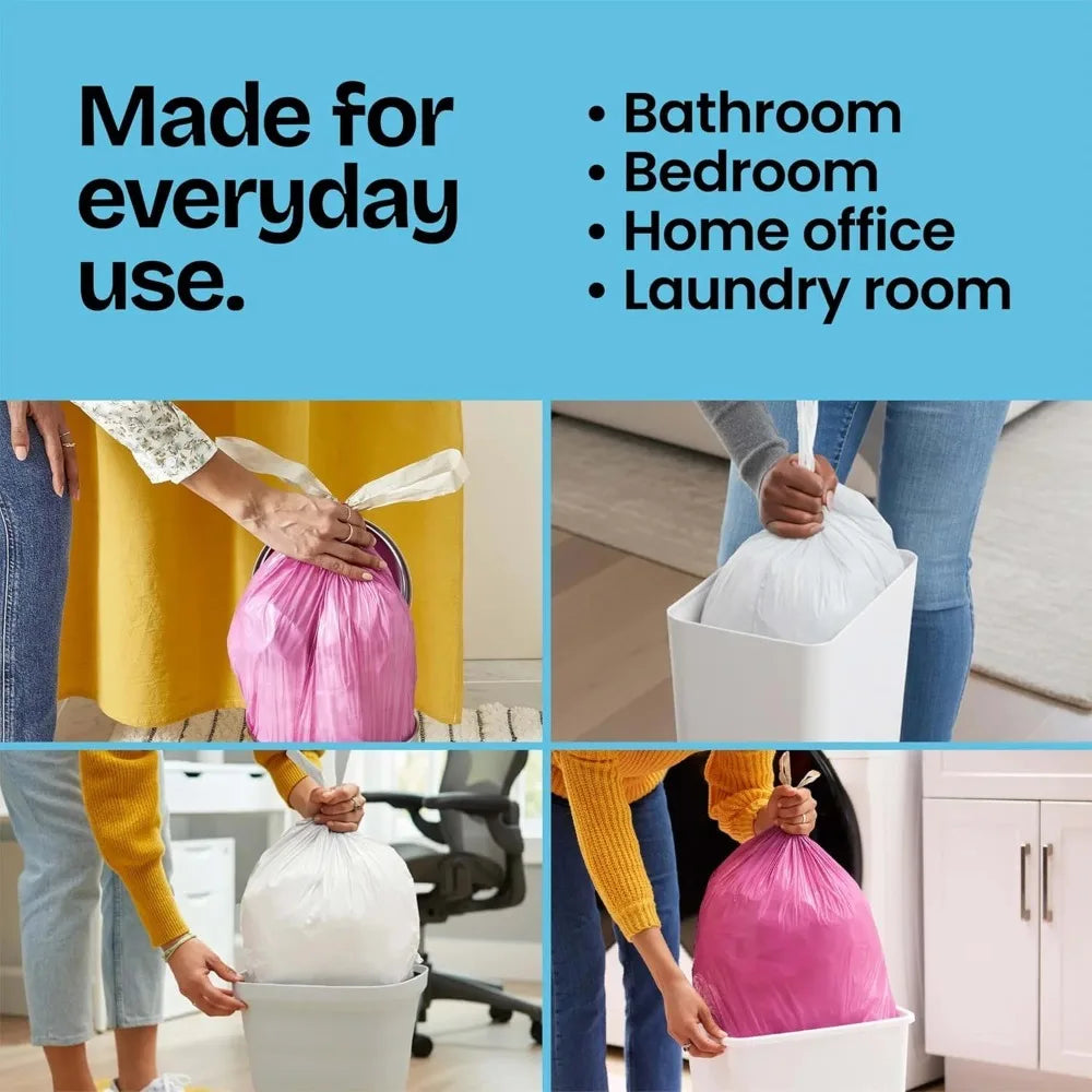 4 Gallon Drawstring Small Trash Bags 34‑Count, Blue Beachside Breeze Scent Plastic Garbage Bags, Odor Neutralizing for Bathroom Small Waste Cans