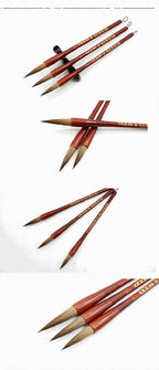 Wooden Writing Brushes Wolf Hair Traditional Chinese Calligraphy Painting Practice Festival Couplets Regular Script Supply