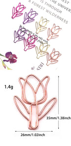 20/50PCS Tulip Paper Clips Kawaii Notebook Planner Bookmarks Korean Stationery Ticket Photo Clip Office Supplies Bookmark Folder