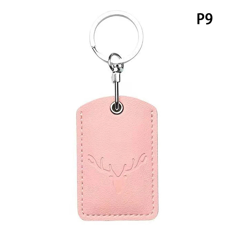 Access Card Case Leather Card Holder Keychain Key Ring Door Lock Access Tags ID Card Case Keychain Access Card Bag