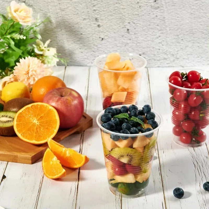 50/100PCS Disposable Transparent Plastic Cups Household Drinking Cups Fruit Juice Coffee Ice Crea Birthday Party Utensils