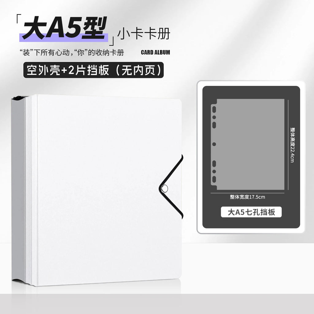 Heavy Duty A5 Card Binder W/ 55mm Large D-Rings 3-Ring Thick Photo Card Album W/ Elastic Band for K-pop Collection