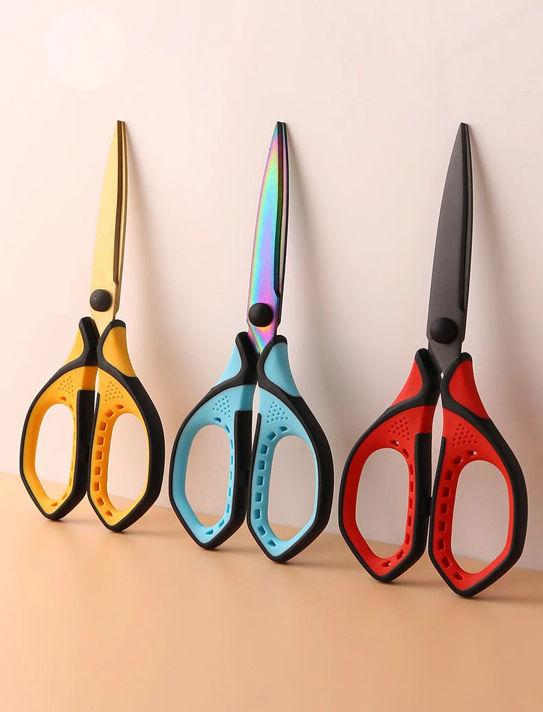 Office Scissors,Stainless Steel Scissors Anti Rust,Black,Gold,Color Titanium,Handmade Paper Cut DIY Domestic Office Student Use