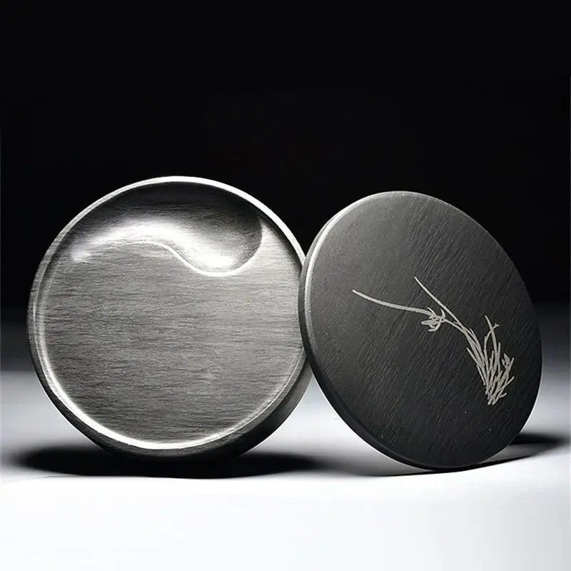 She Ink Slab With Lid Tai Chi Inkstone Water Grain Stone for Calligraphy Brush Writing Practice Painting Ink Grinding Stationery