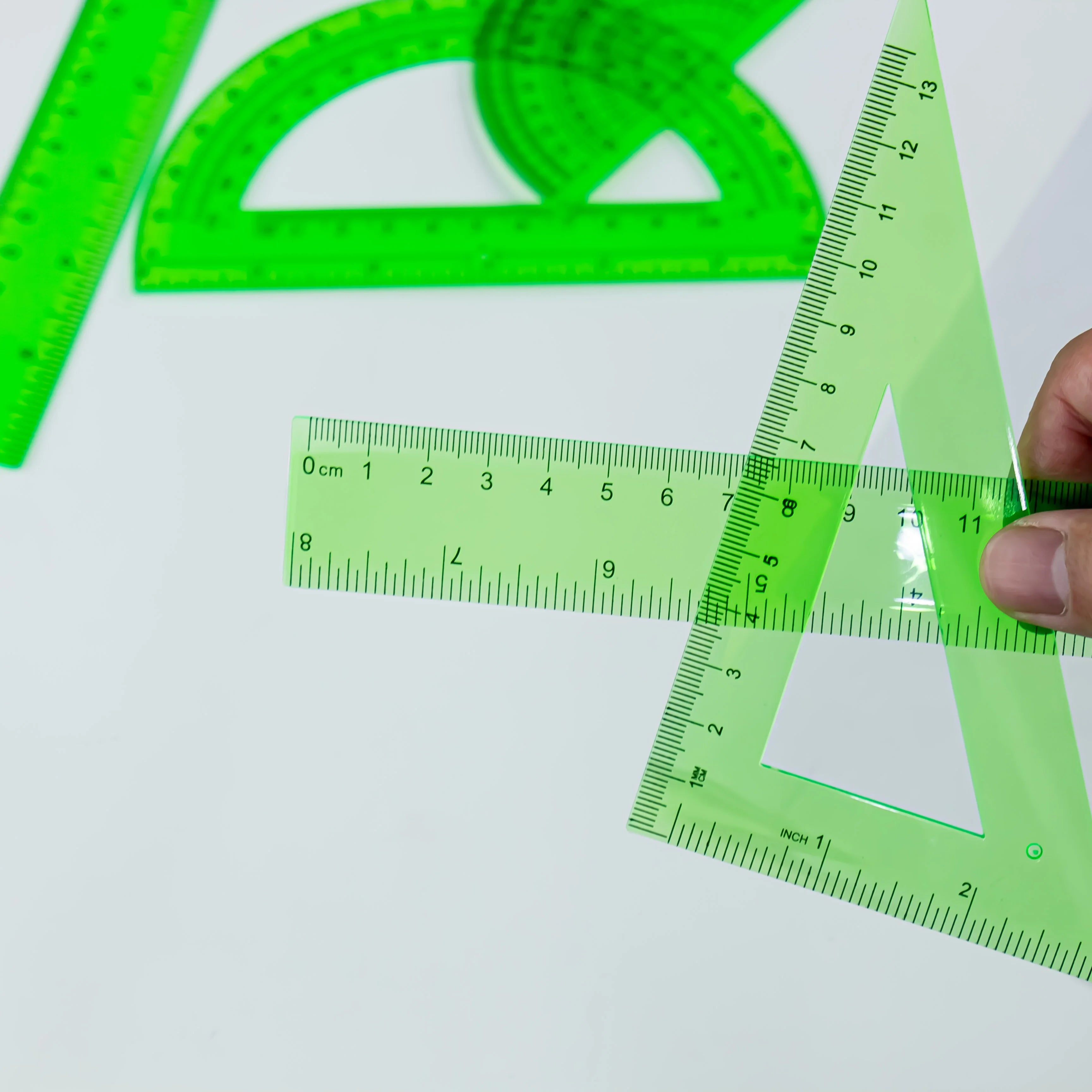 6-Piece Ruler Set - Includes Straight Rulers, Protractor, and Triangles for Accurate Measuring and Drafting