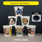 25pcs 90 Caliber Disposable Coffee Cups Fresh Milk Hot Drink Thickened Cartoon Paper Cup Milk Tea Takeaway Packag Cup with Lid