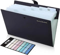 7-Pocket Expanding File Folder, Accordion Document Organizer | Professional Portable Paper Receipt Holder with Labels for Office Home Business, Letter/A4 Size Green
