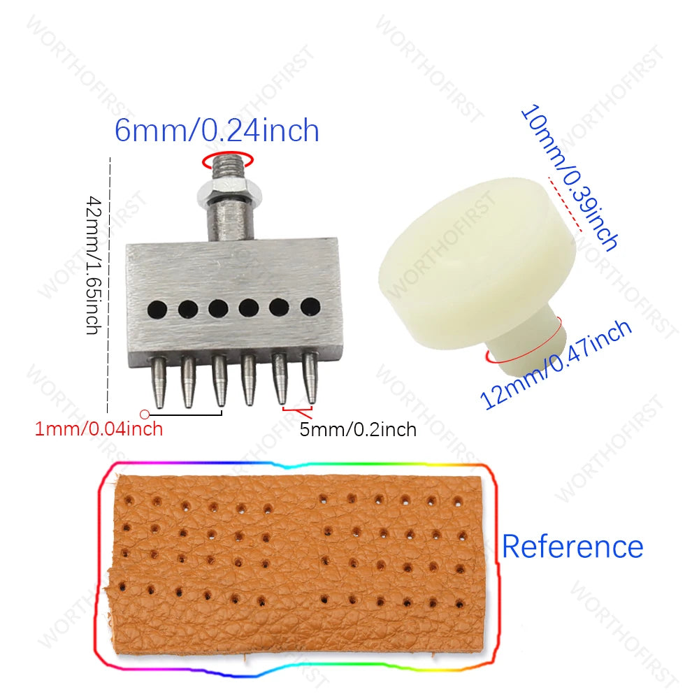 1Pcs M6 Thread Punching Suitable for European Vulcan 3 Round Spacing Cutting Dies LeatherCraft DIY Handmade Stitching Accessory