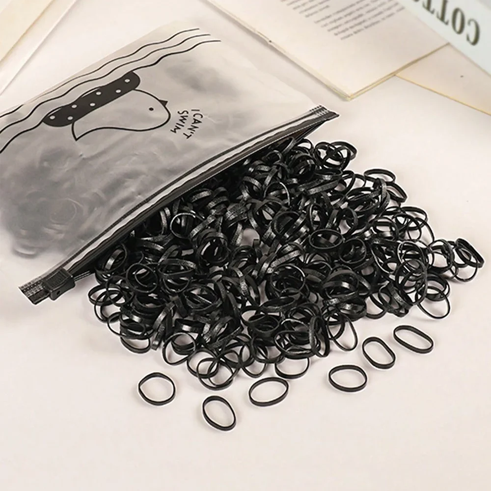 1000pcs Colour Children Disposable Rubber Band Black Transparent High Elasticity No Harm to Hair Hair Accessories Headband