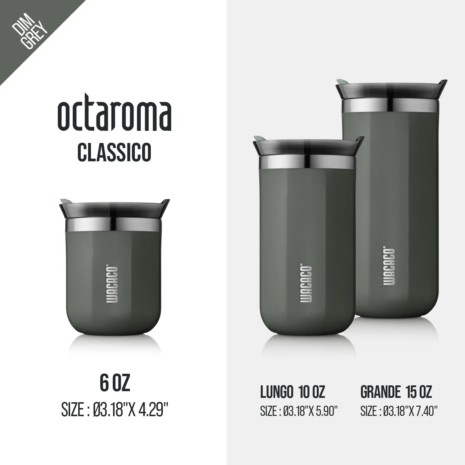 WACACO Octaroma Vacuum Insulated Coffee Mug, Double-wall Stainless Steel Travel Tumbler, 6/10/15 fl oz, thermo, Valentines Gift