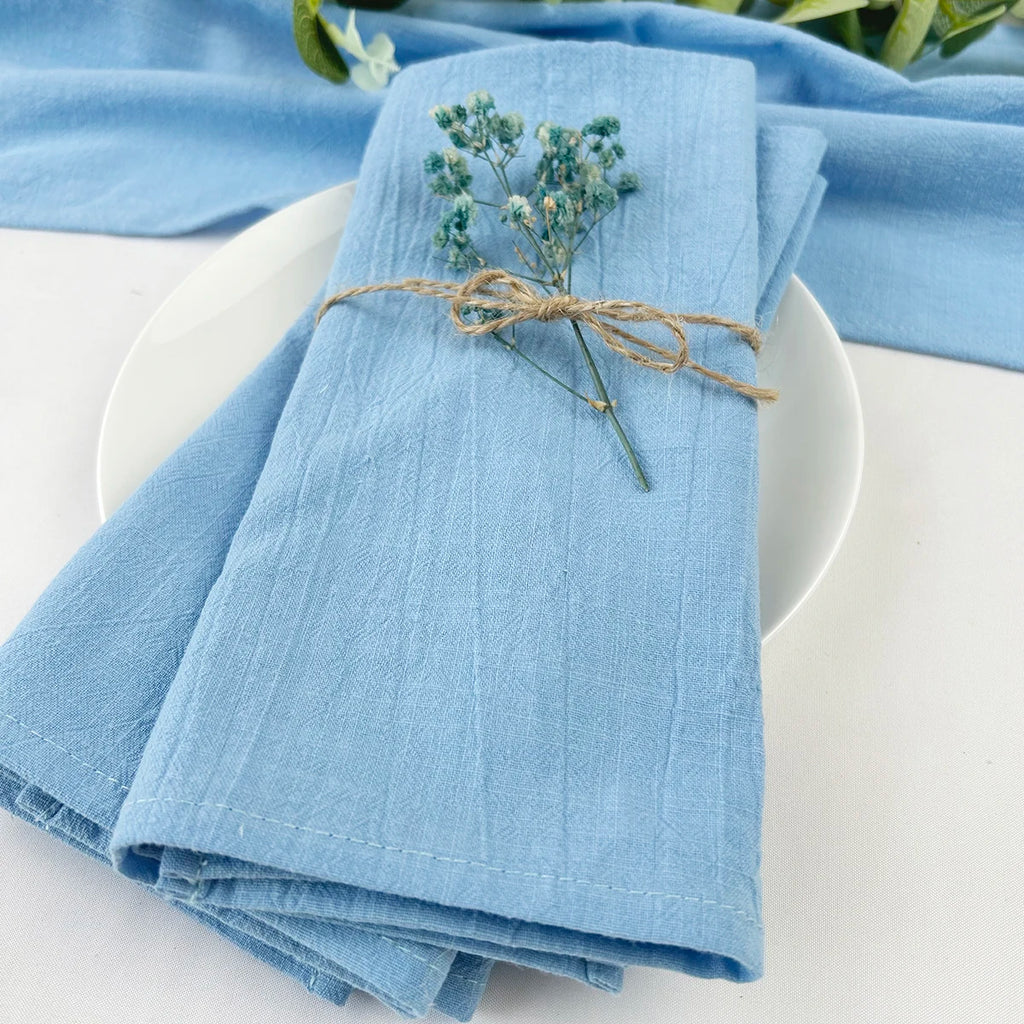 4PCS 30x45cm 100% Cotton Christmas Green Napkin Blue Reusable Wedding Party Table Decor Retro Napkins