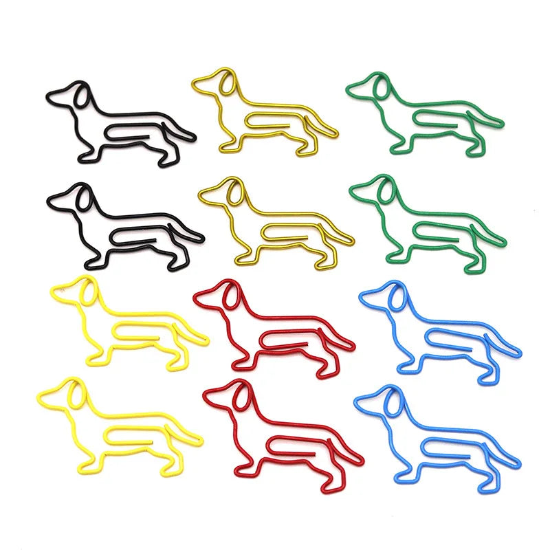 10-100pcs Creative Colorful Dachshund Paper Clips Cartoon Creative Metal Animal Special-shaped Bookmark Clip Paper Clamps