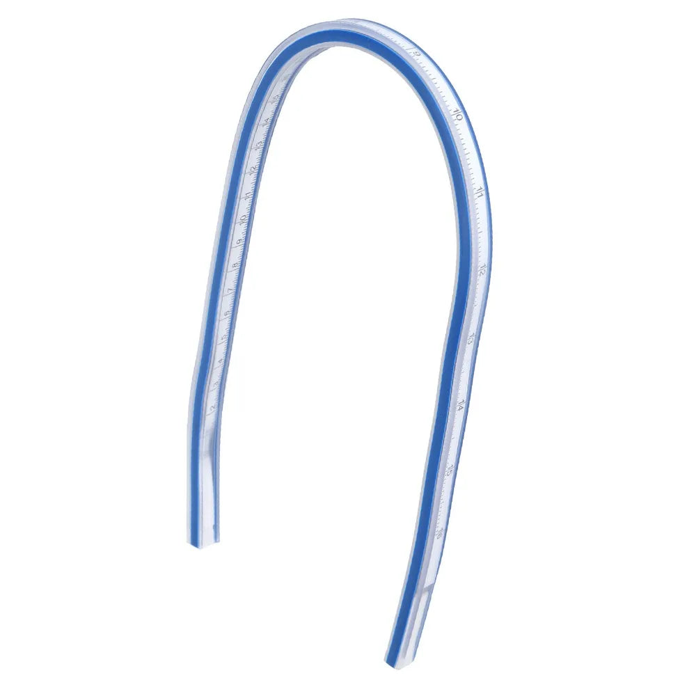 Durable Bendable Flexible Curve Ruler Double Side Graduated Plastic Metric Ruler Blue White Soft Measuring Tool Sewing