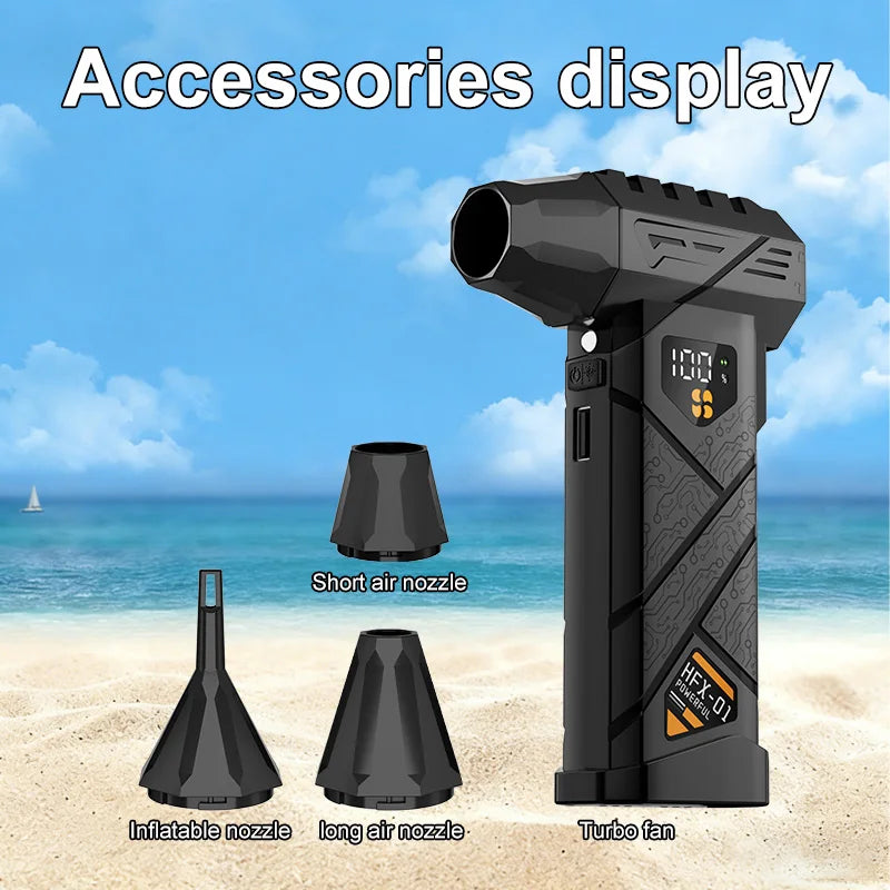 Powerful Violent Fan Air Blower 1000000RPM Turbo Jet Brushless Super Thrust 60m/s 4-Speed USB Rechargeable LED Light Power Bank