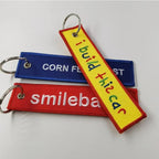 Wholesale Custom Embroidery Keychains Logo Flight Tag Keychain Jet Tag Keychain Personalized Name Key Ring Fabric Keychain