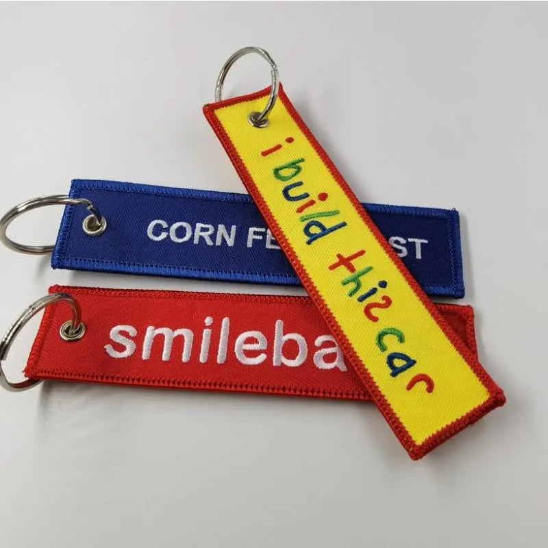 Wholesale Custom Embroidery Keychains Logo Flight Tag Keychain Jet Tag Keychain Personalized Name Key Ring Fabric Keychain
