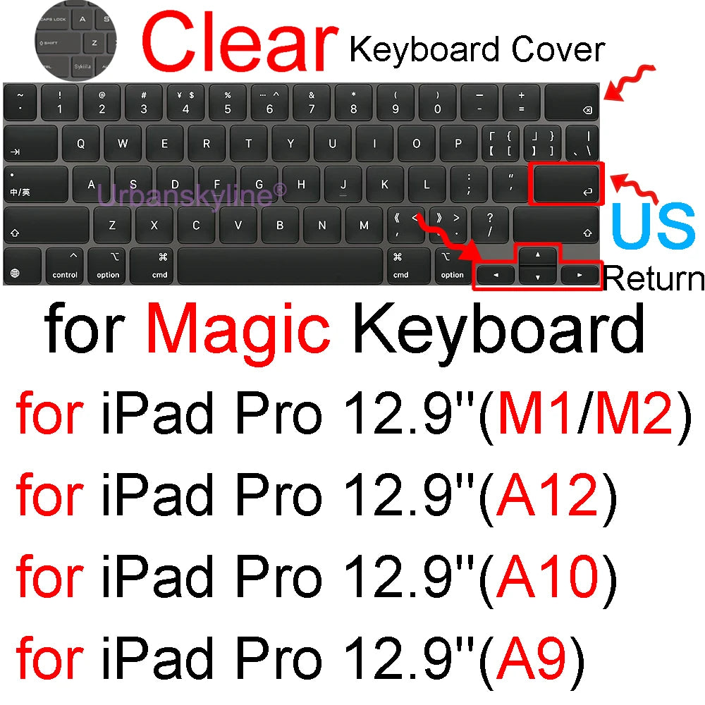 Keyboard Cover for iPad Pro 13 M4 12.9 Magic Keyboard Air 11 M3 10 10.5 10.9 M2 M1 Smart Case Folio Silicone Protector Skin TPU