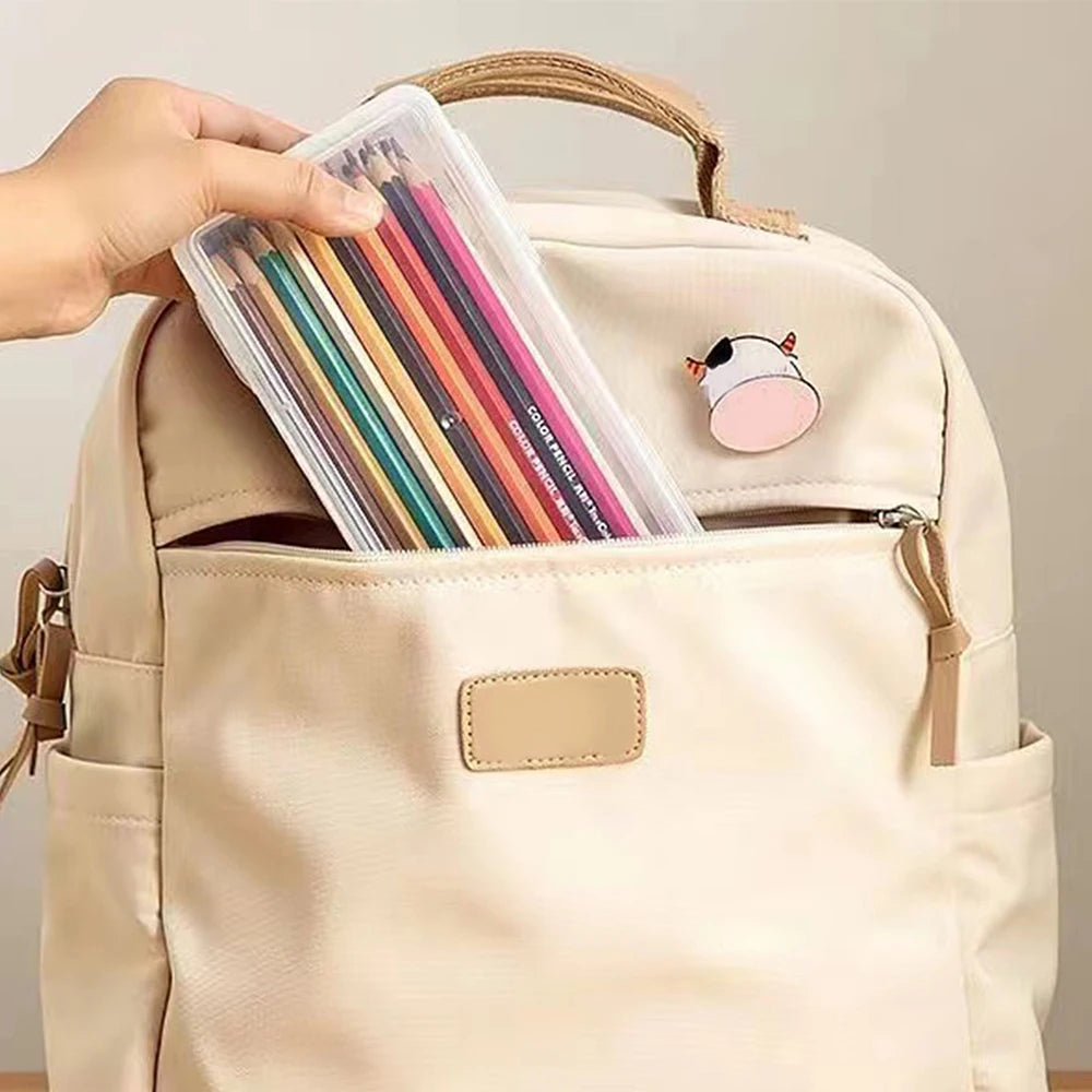 1pc Translucent PencCase Large Capacity Lightweight Convenient for School Supplies Storage Pen Box Organizer Box