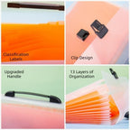 Durable A4 Portable Accordion Bag Organ Bag Large Capacity 13 Layer Folder Transparent Thickened Test Paper Storage Bag Student
