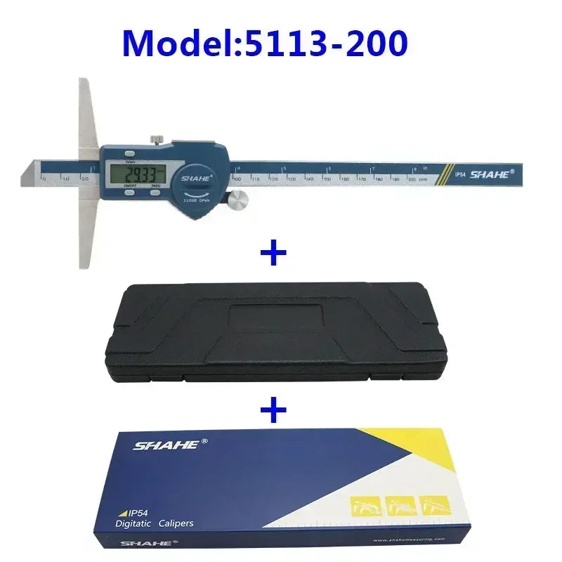 SHAHE 150/200/300mm Electronic Ruler Digital Depth Vernier Caliper Micrometro Depth Gauge Measuring Tools