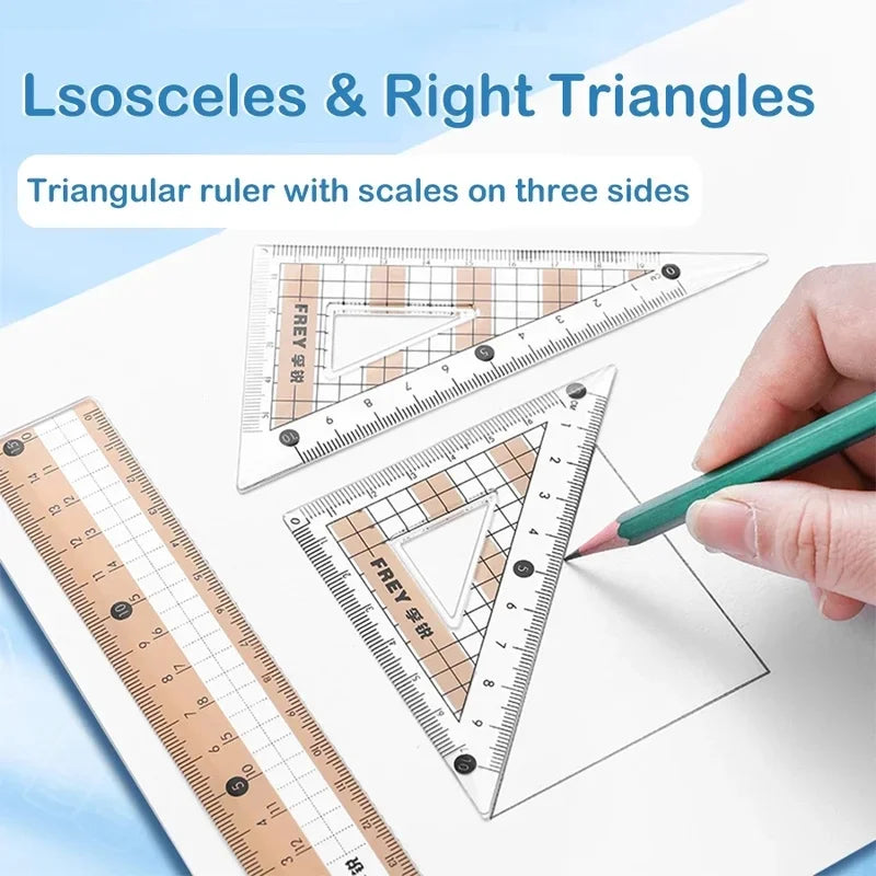 7Pcs Back to School Math Geometry Set Multi Function Drawing Tools with Compass Rulers for Students School Supplies Stationery