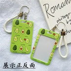 1Pc Solid Color Student Bus ID Card Protective Cover Keyring School Access Door Card Credit Card Holder Bag Set Key Chain