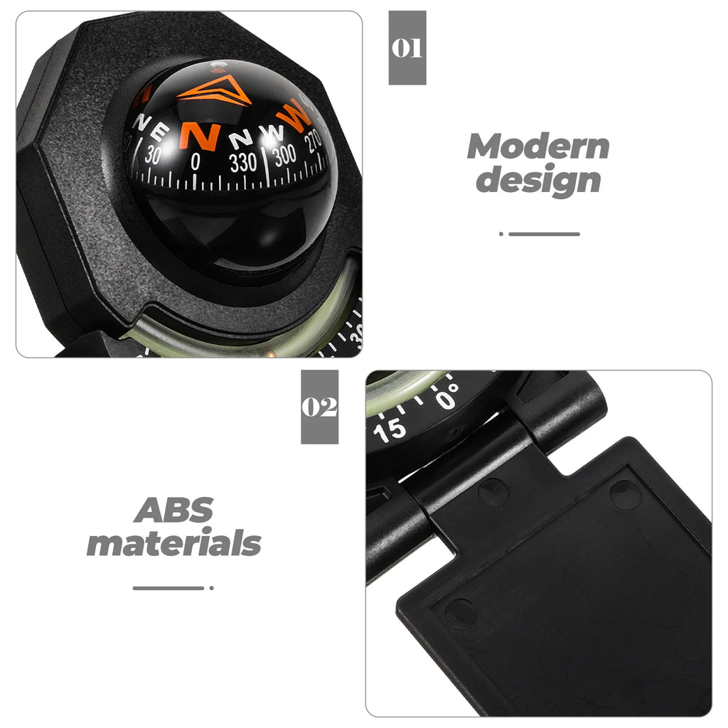Foldable Tilt Angle Compass Ball Car Dash Glow Traceless Tape Marine Boat Surface Mount Direction Compass Dashboard Accessories