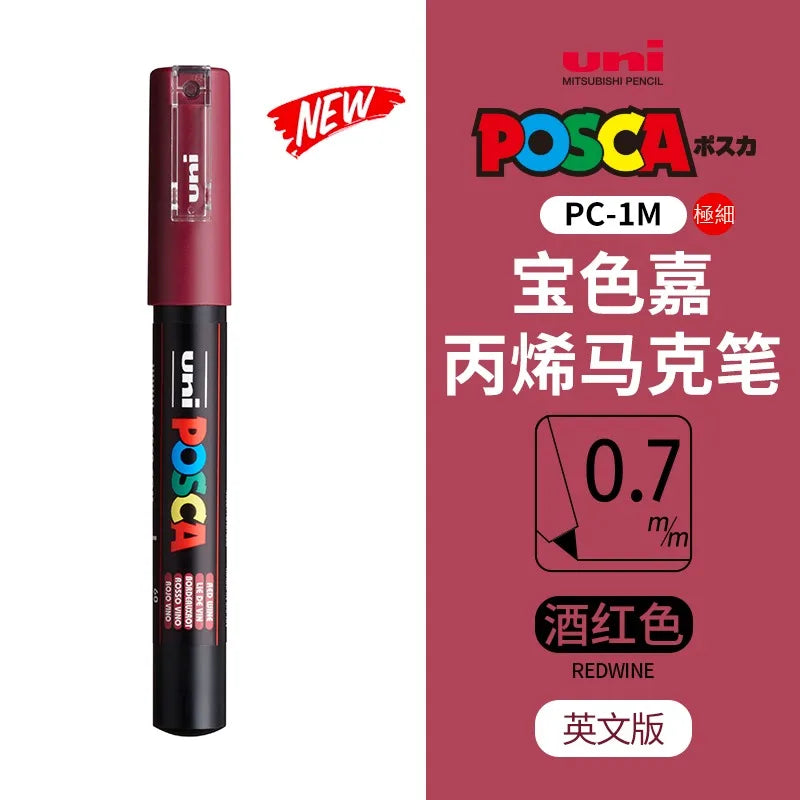 uni POSCA POP Water-Based Marker,Assorted Colors PC-1M/3M/5M 0.7~2.5mm Tips Professional Acrylic Paint Pen for Artists&Designers