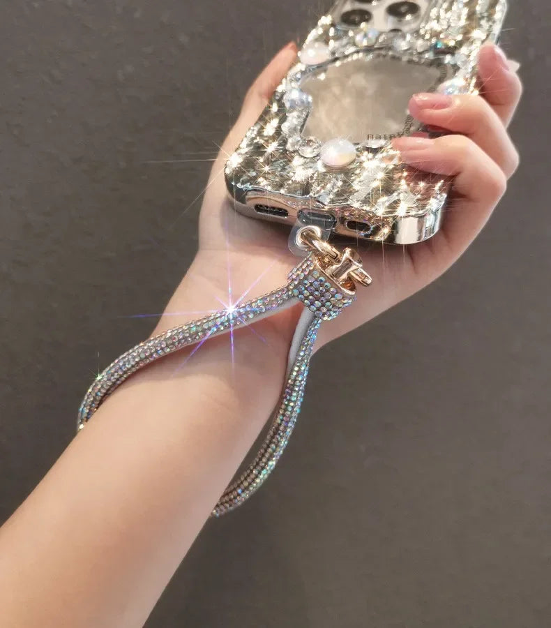 For Cell phone lanyard pendant phone strap Keychain on the phone Wrist chain luxury rhinestone pendant chain diamond bracelet