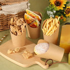 50/100PCS Disposable French Fries Cups Kraft Paper Snack Cups Ice Cream Waffles Dessert Catering Party Food Containers Supplies