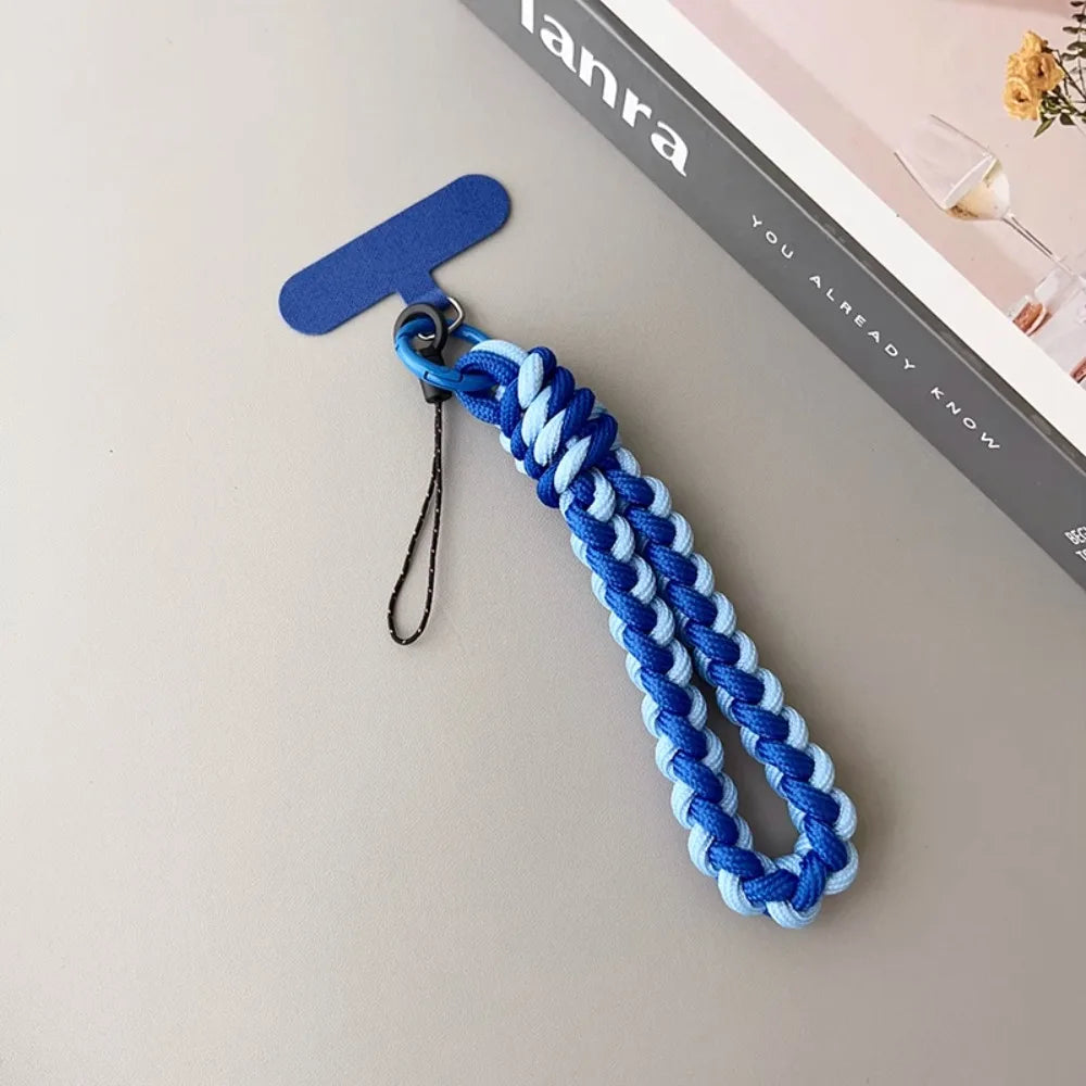 IN Korea Universal Braided Short Mobile Phone Lanyard Strap Hanging Chain Ring Cord with Patch Wrist Strap Cell Phone Detachable