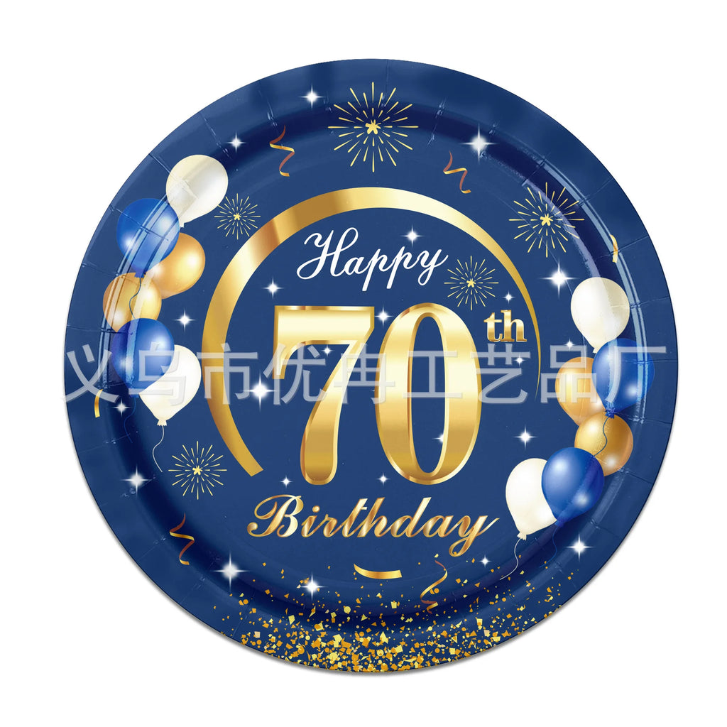18th 30th 40th 50th 60th 70th Birthday Decorations Men Women Blue Birthday Happy Birthday  Plates Cup Tableware Anniversary