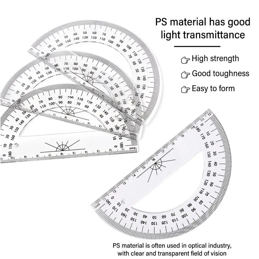 Plastic Set Square Professional With Handle Drafting Tools Scale Ruler Geometry Transparent Angle Protractor School Office