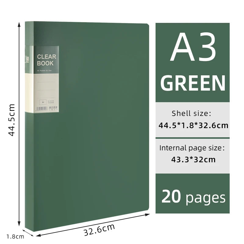 A3 Side-Loading Portfolio 8K Album for Children's Certificates, Artwork, Drawing Paper, and Poster Collection Folder