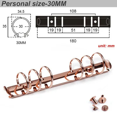 30mm A5A6A7 Notebook 6-Hole Binder Clips Binding Replacement Clip Metal Rings Accessories Loose-leaf Budget Binder Binding Rings