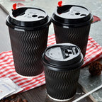 50pcs High Quality Thicken Double Layer Hot Drink Paper Cups 8oz/12oz/16oz Party Birthday Favor Disposable Coffee Cup with Cover