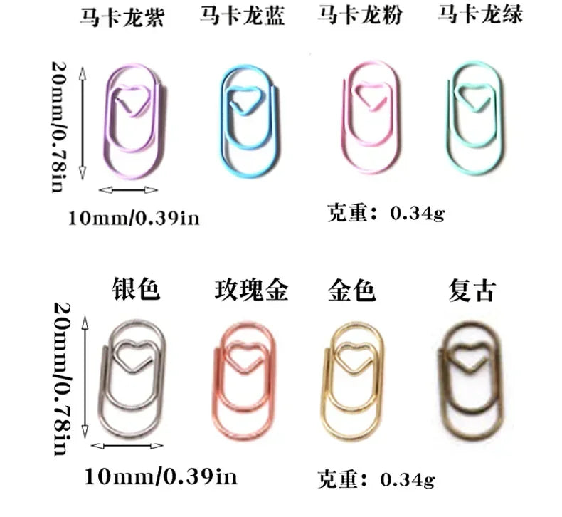 30pcs/pack Colorful Multi Shaped Heart-shaped Paper Clips, Colorful Macaron Mini Shaped Paper Clips