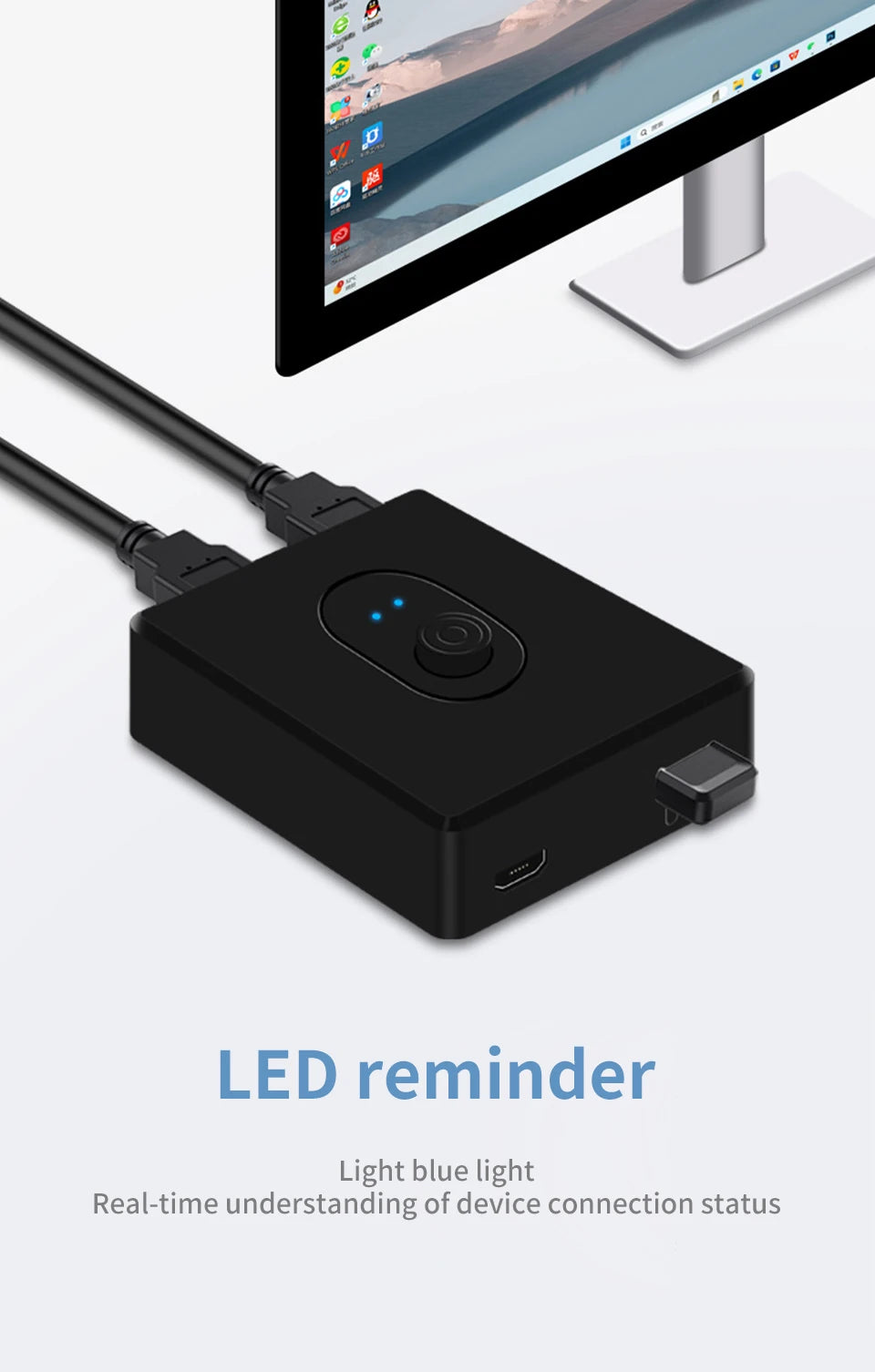 USB 3.0 KVM Switch USB Hub 1x2/2x1 Switcher USB3.0 Switch Shared Controller Splitter for Laptop Computer Printer Keyboard Mouse